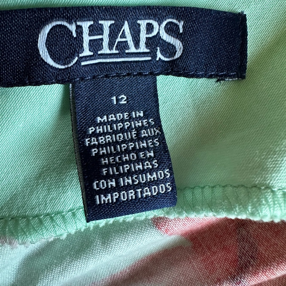 🌸 Chaps Floral Fit & Flare Dress Size 12 Mint Pink Cotton - Picture 3 of 8